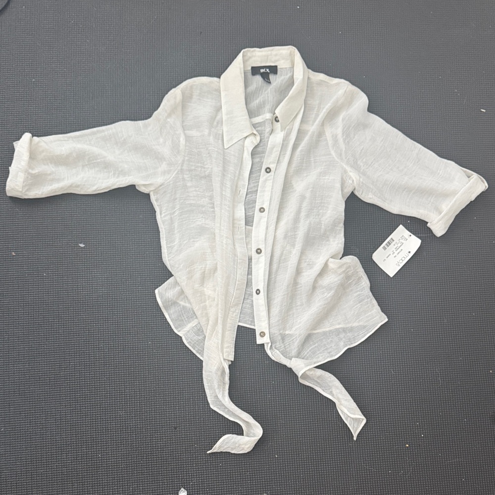 BCX sheer white top